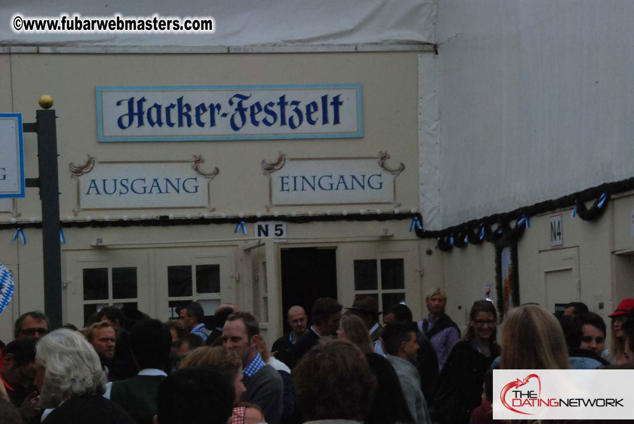 Beer tent seating in the legendary Hacker Festzelt