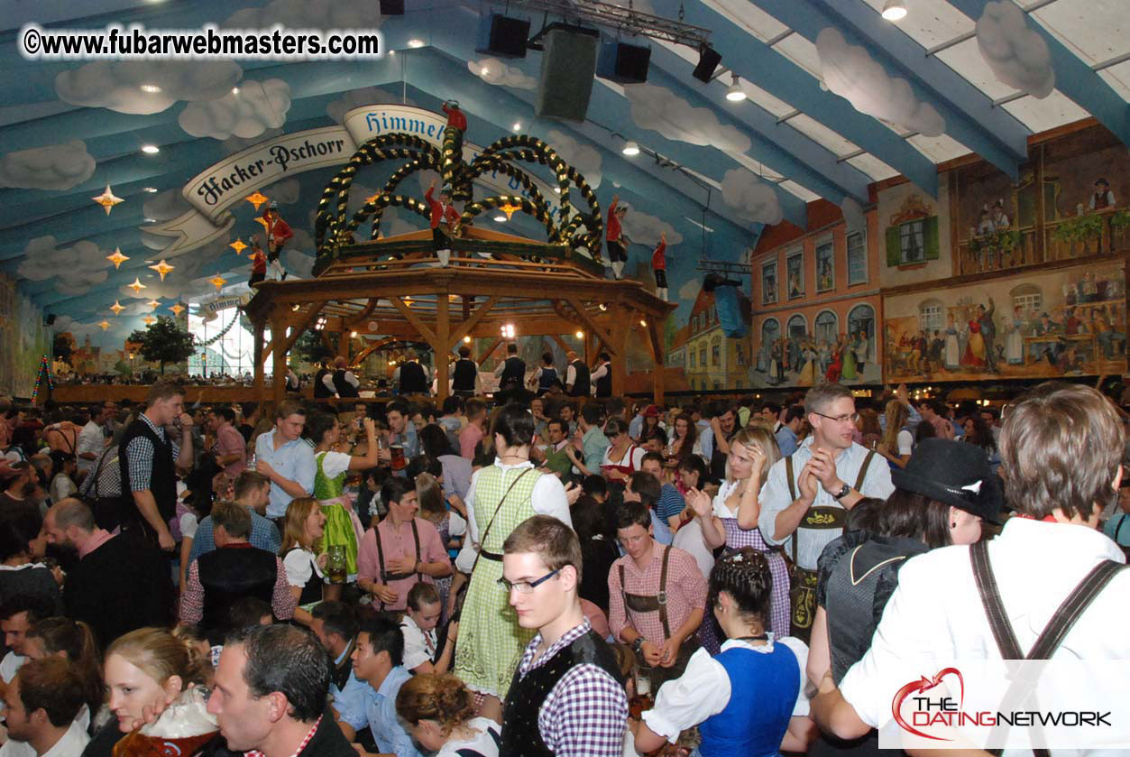 Beer tent seating in the legendary Hacker Festzelt