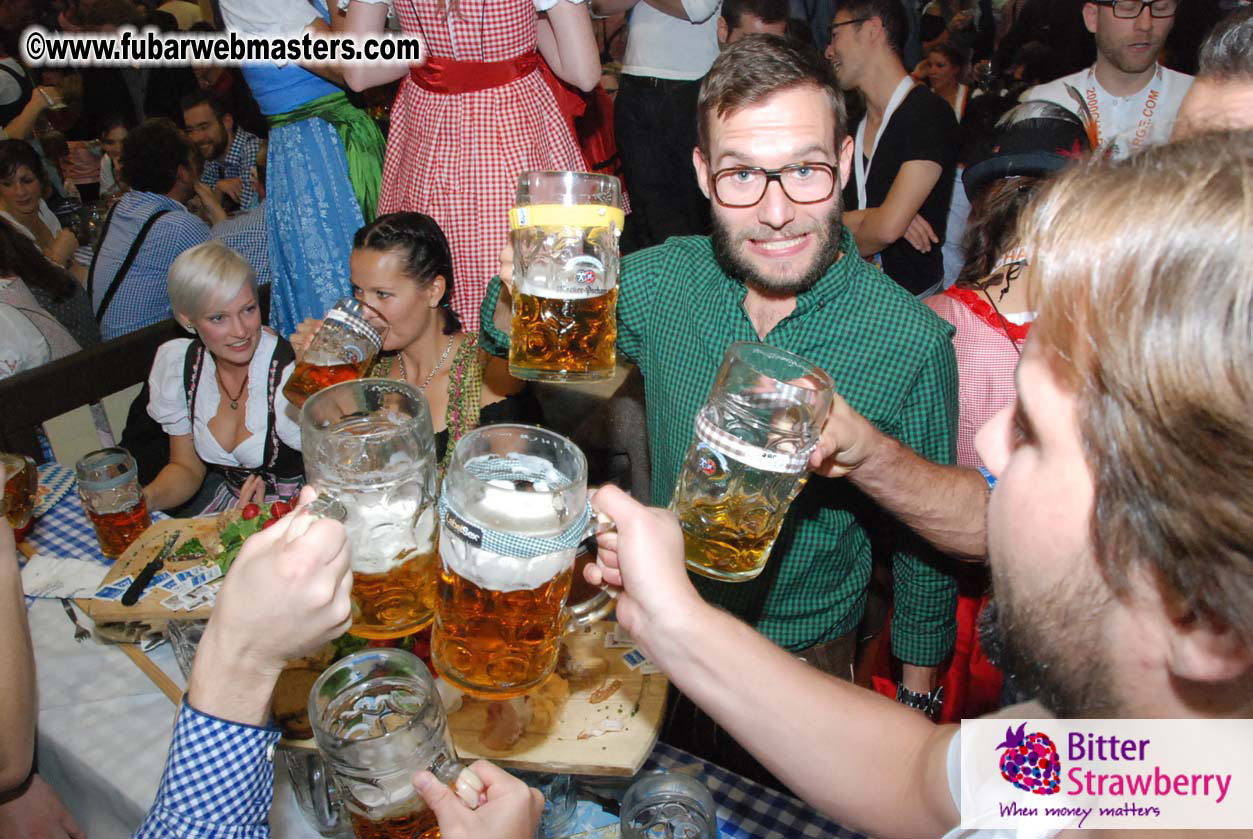 Beer tent seating in the legendary Hacker Festzelt