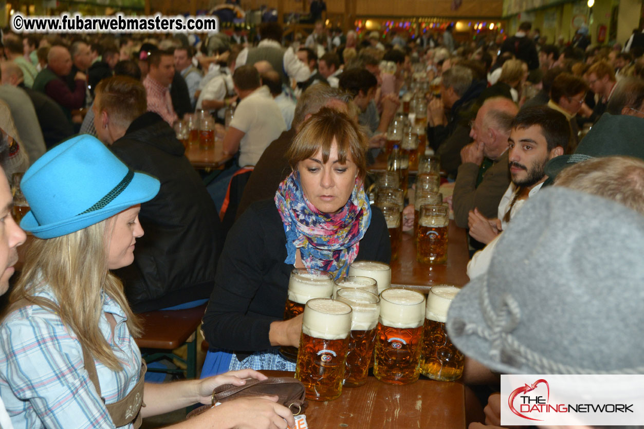 Beer tent seating in the legendary Hacker Festzelt