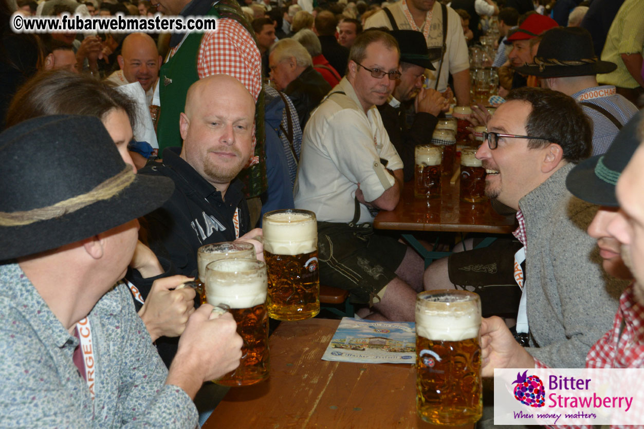 Beer tent seating in the legendary Hacker Festzelt