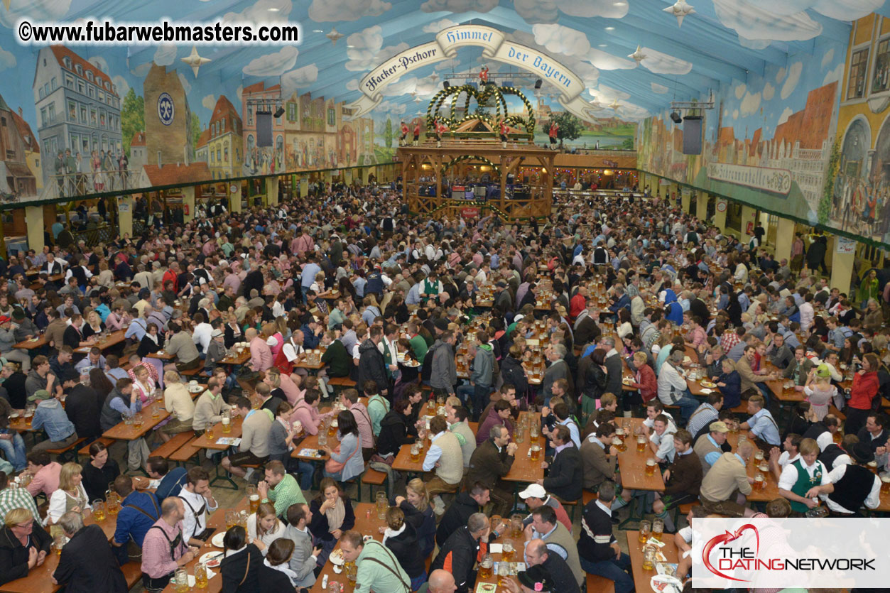 Beer tent seating in the legendary Hacker Festzelt