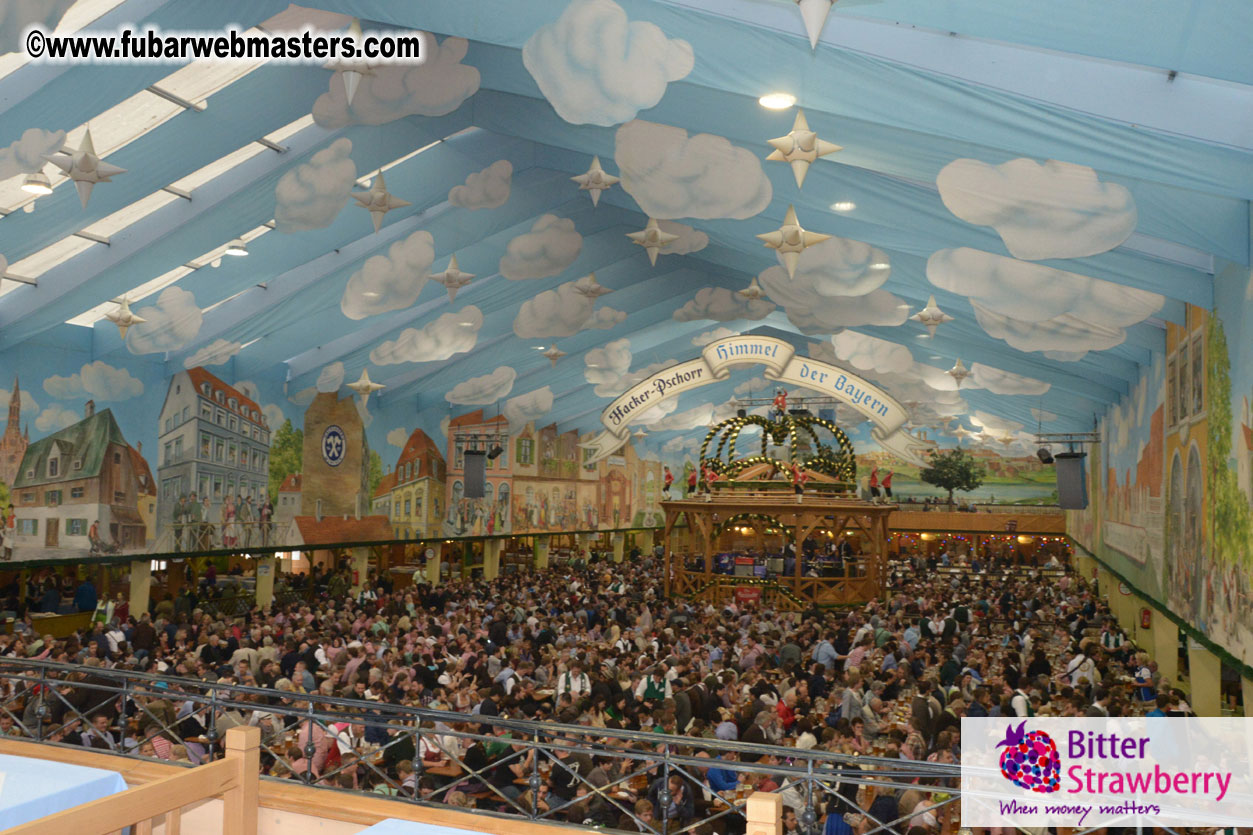 Beer tent seating in the legendary Hacker Festzelt