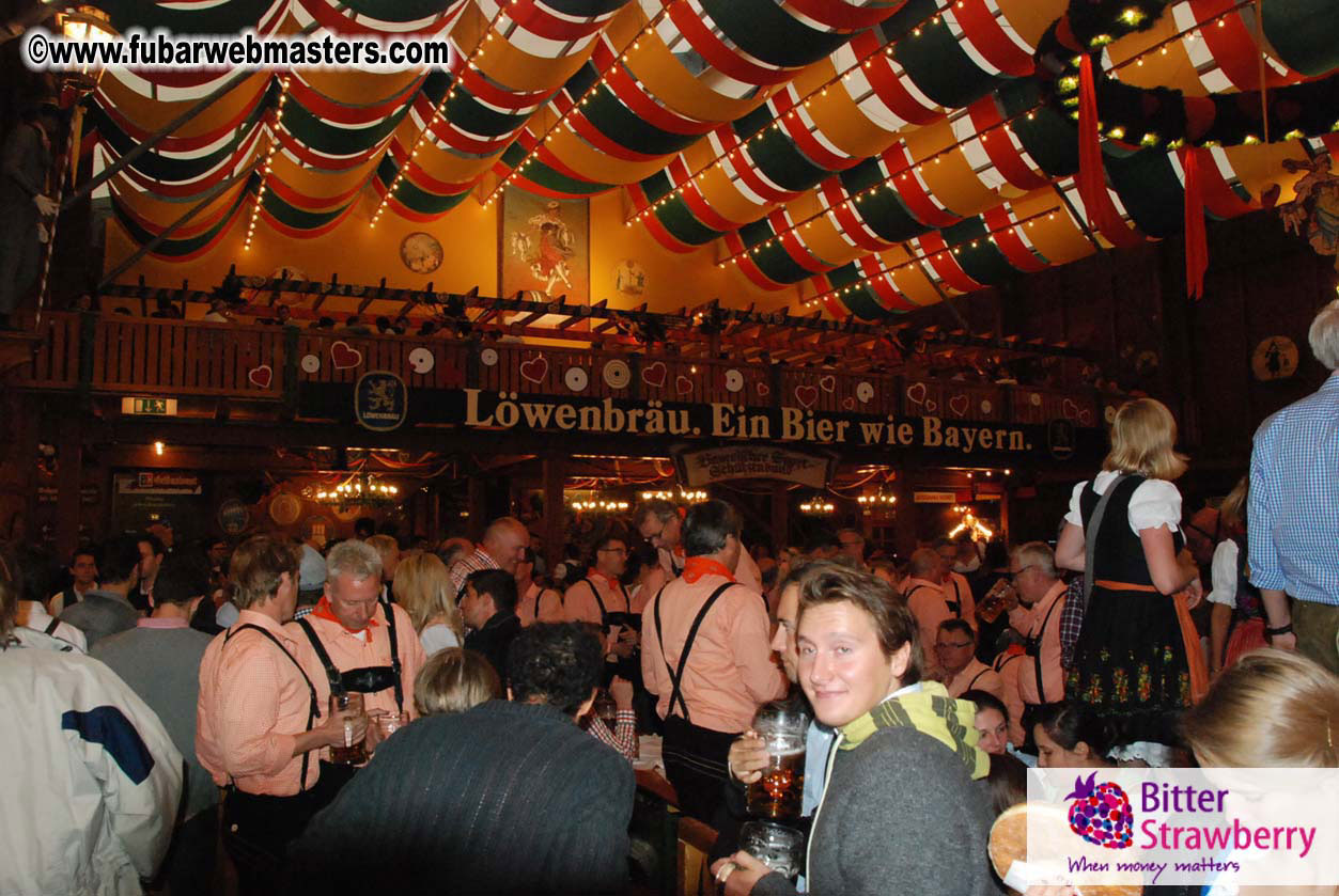 Beer tent seating in the legendary Hacker Festzelt