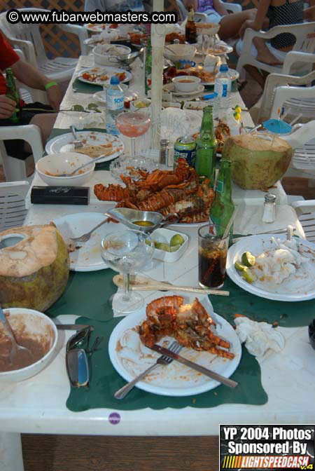 Lobster and margarita dinner in Puerto Nuevo 2004